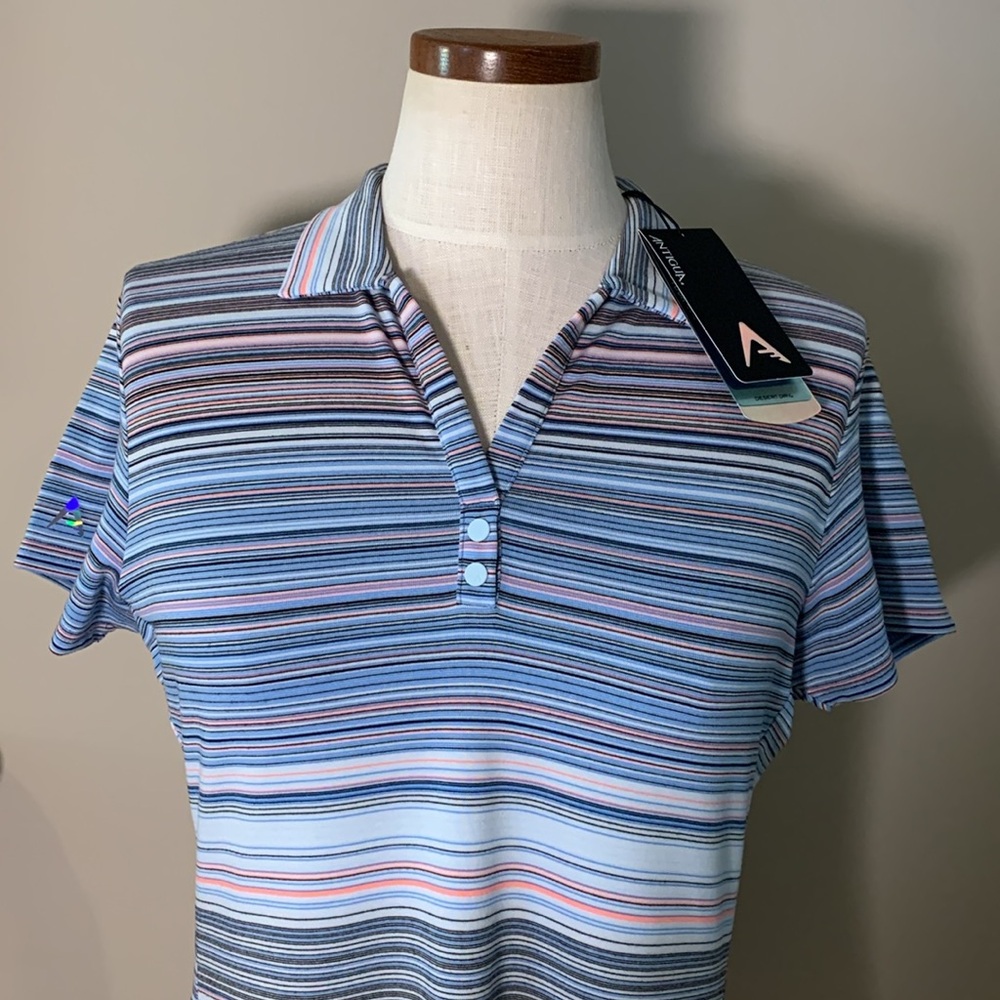 NWT Antigua Desert Dry Golf Polo Top, Multicolor Striped, Women’s Size M - Picture 16 of 16